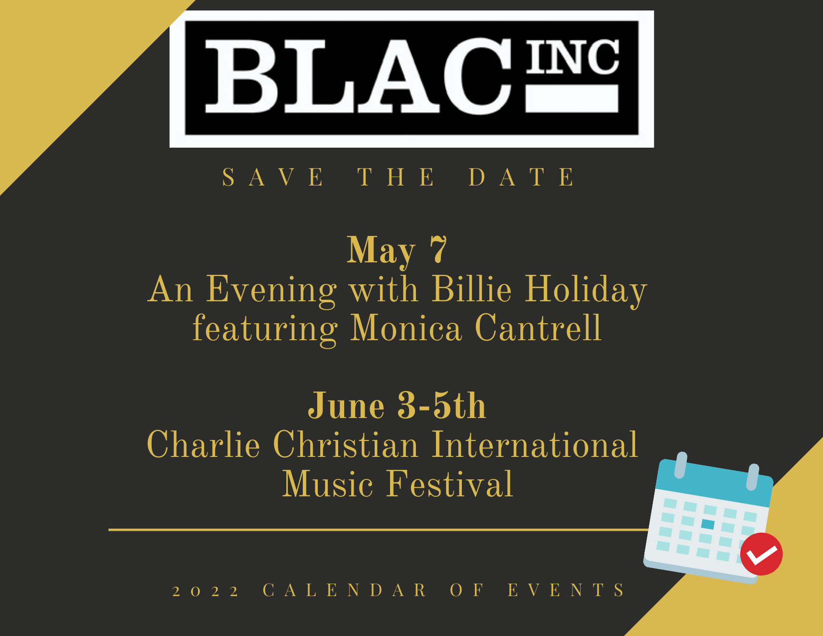 BLAC Inc Calendar of Events